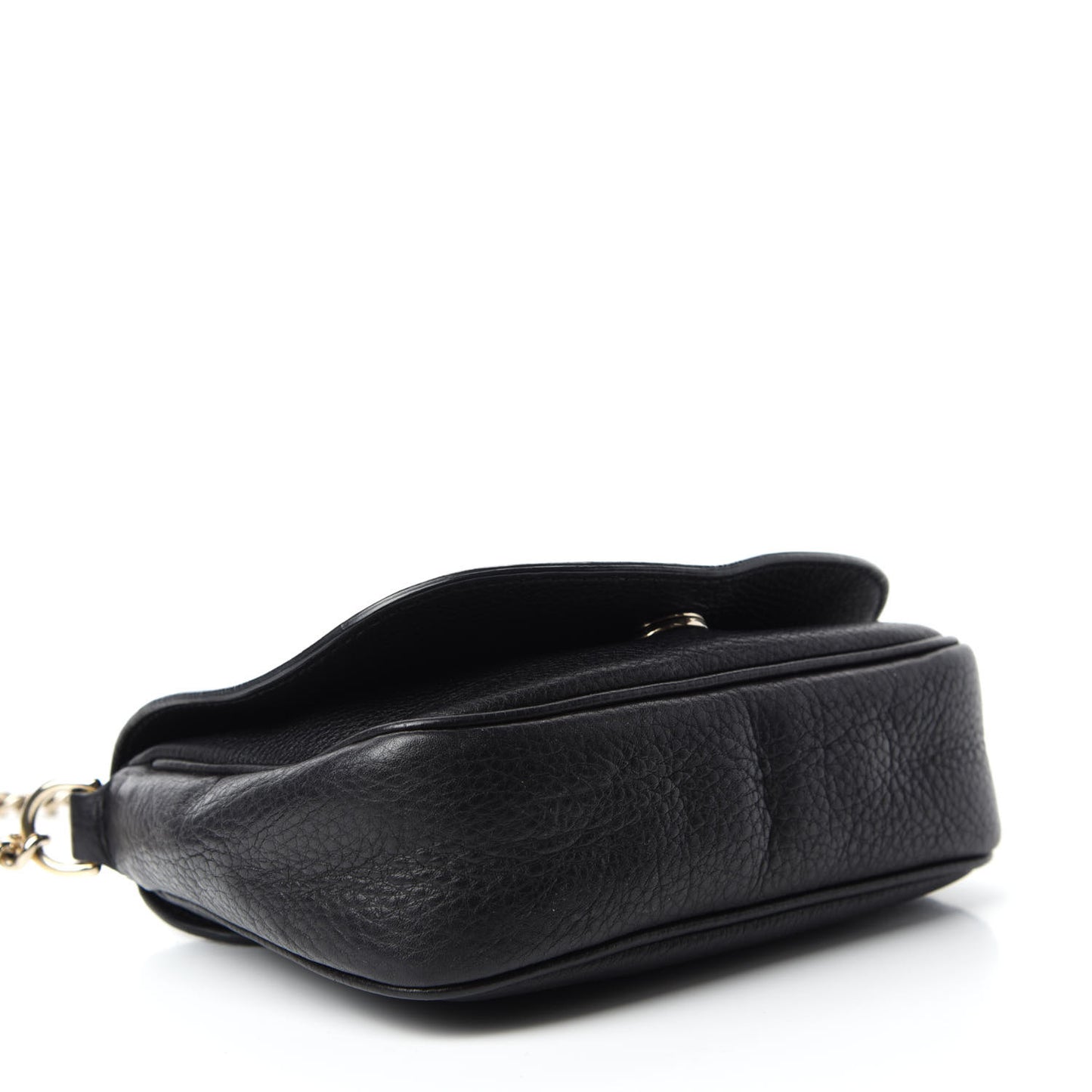 Pebbled Calfskin Small Soho Flap Crossbody Black