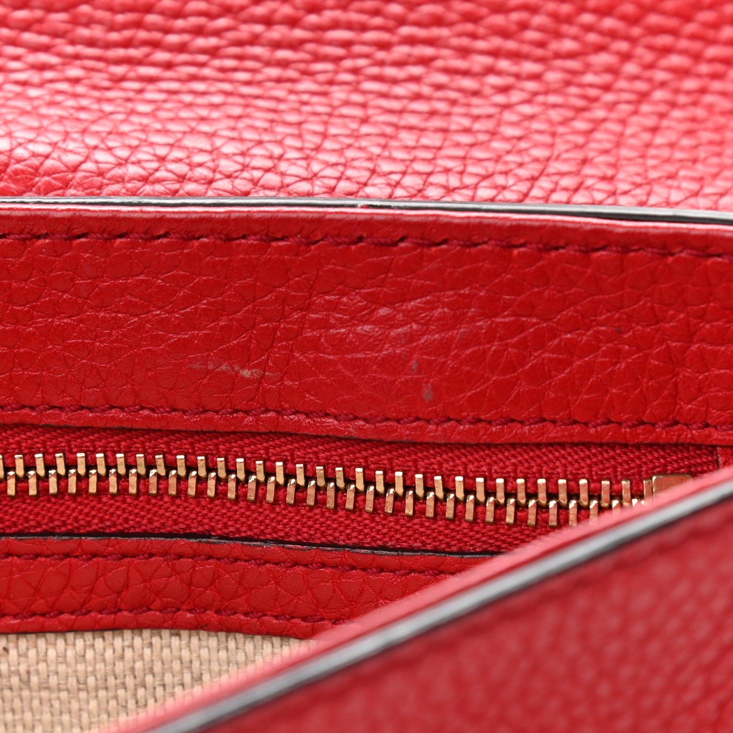 Gucci Pebbled Calfskin Medium Soho Flap Crossbody Vibrant Red 11 of 11