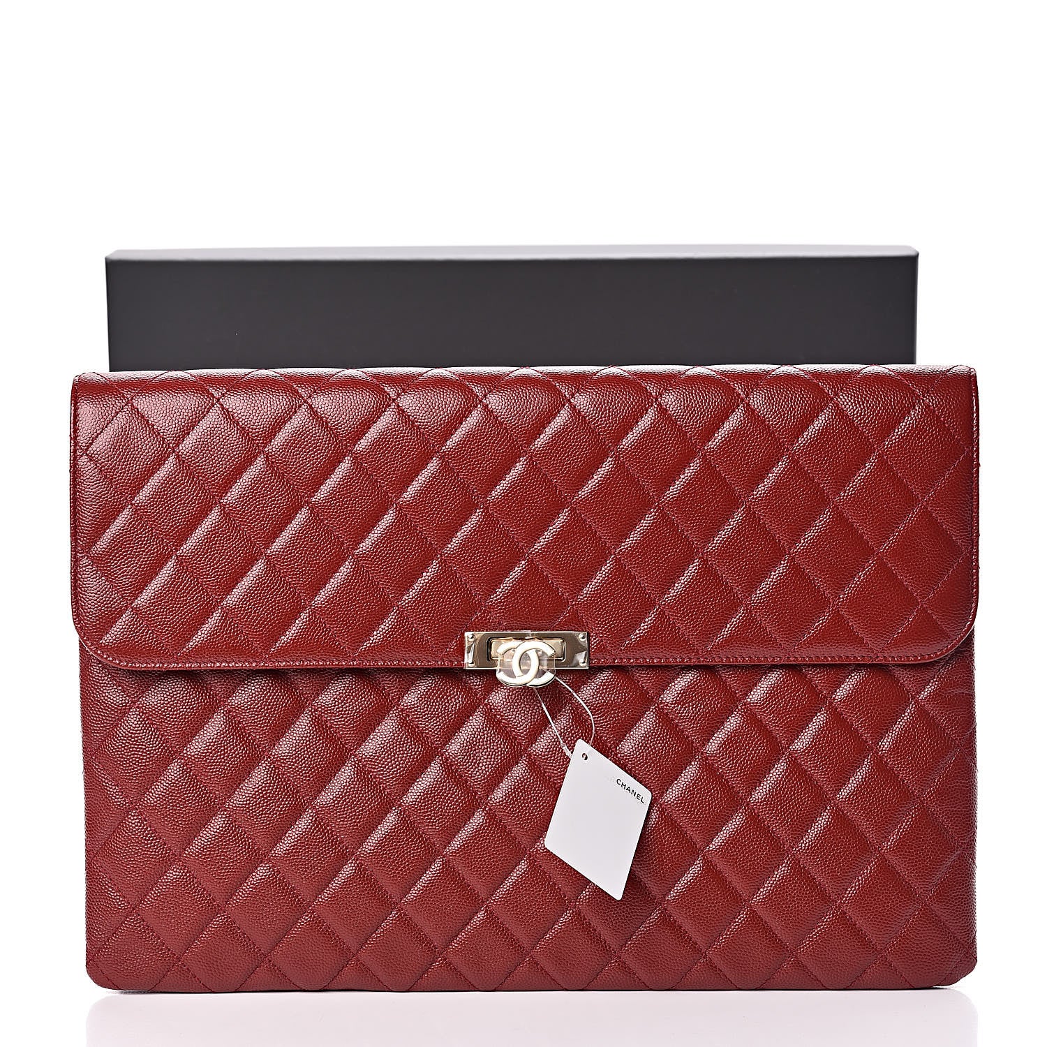 Chanel Caviar Quilted Large Golden Class Pouch Dark Red 8 of 8