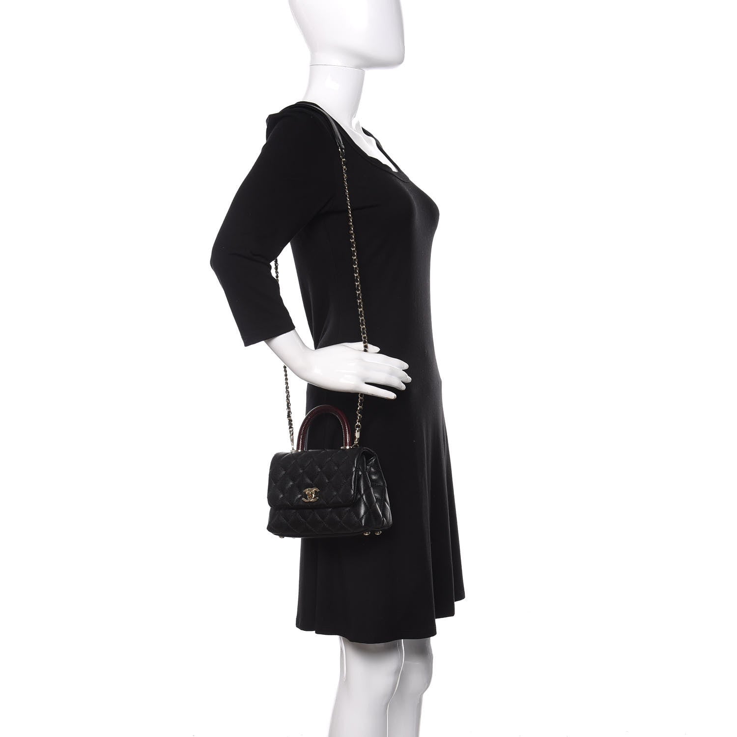 Chanel Caviar Lizard Embossed Quilted Extra Mini Coco Handle Flap Black 2 of 12