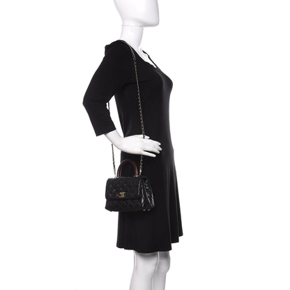 Chanel Caviar Lizard Embossed Quilted Extra Mini Coco Handle Flap Black 2 of 12
