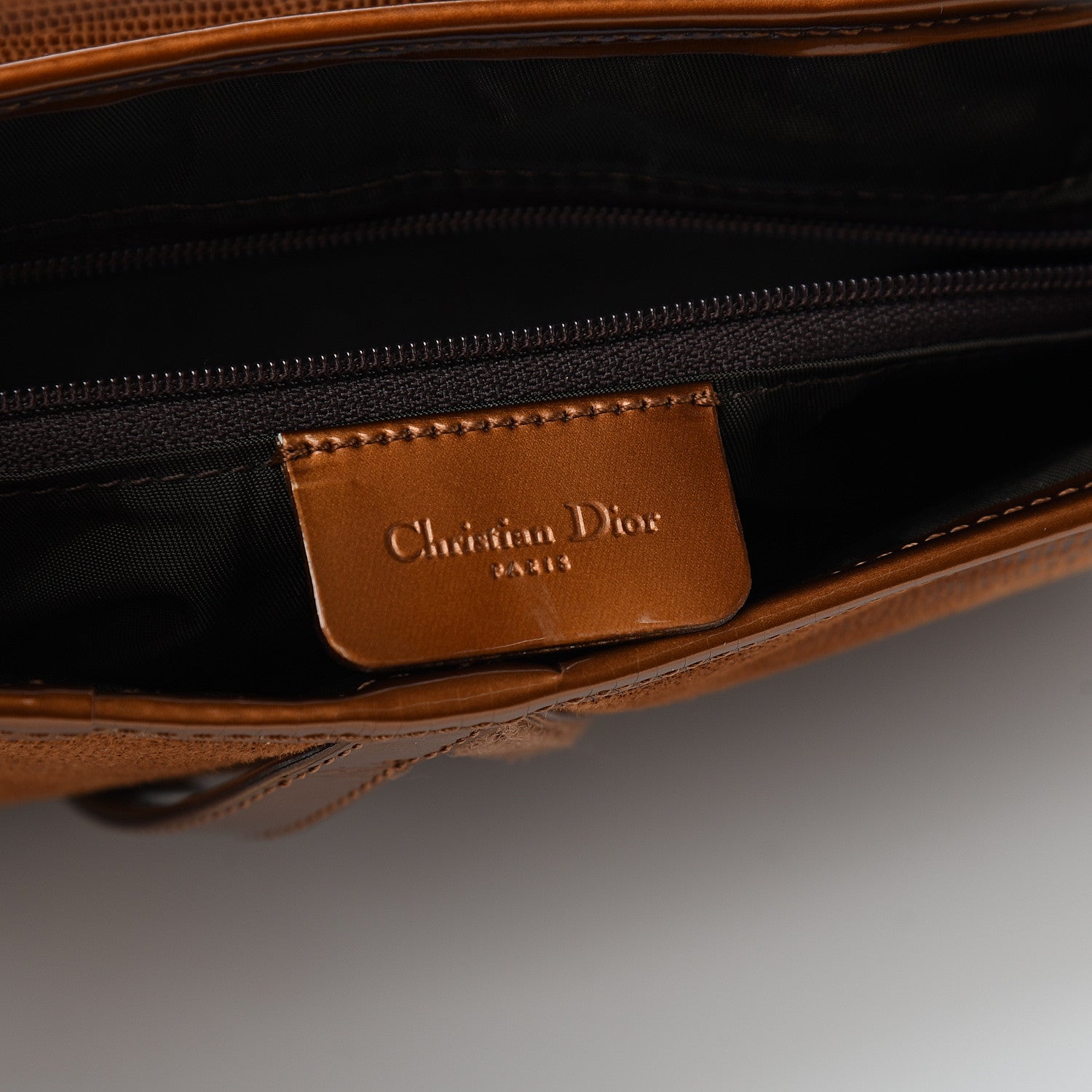Christian Dior Lizard Double Saddle Bag Brown 5 of 9