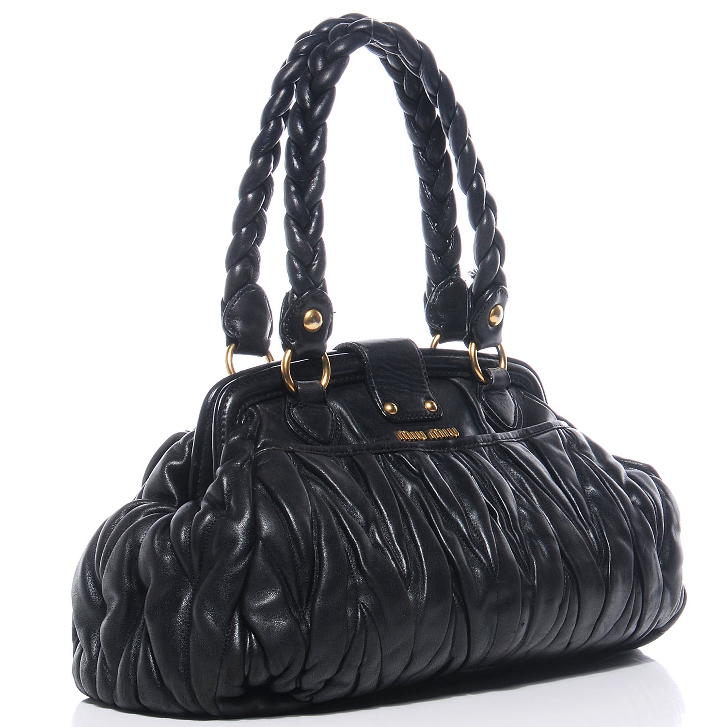 Miu Miu Nappa Matelasse Coffer Frame Tote Black 3 of 7