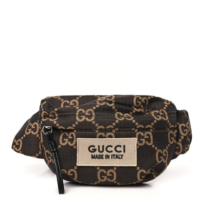 Gucci Recycled Polyester Monogram Jumbo GG Belt Bag Ebony Beige 1 of 10