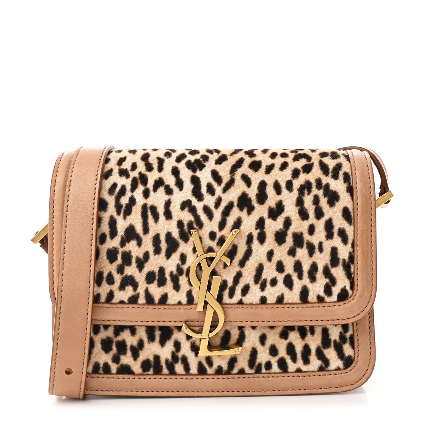Calfskin Hair Leopard Print Small Solferino Satchel Dust White
