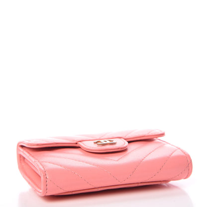 Chanel Lambskin Chevron Quilted Card Holder Coral 4 of 9