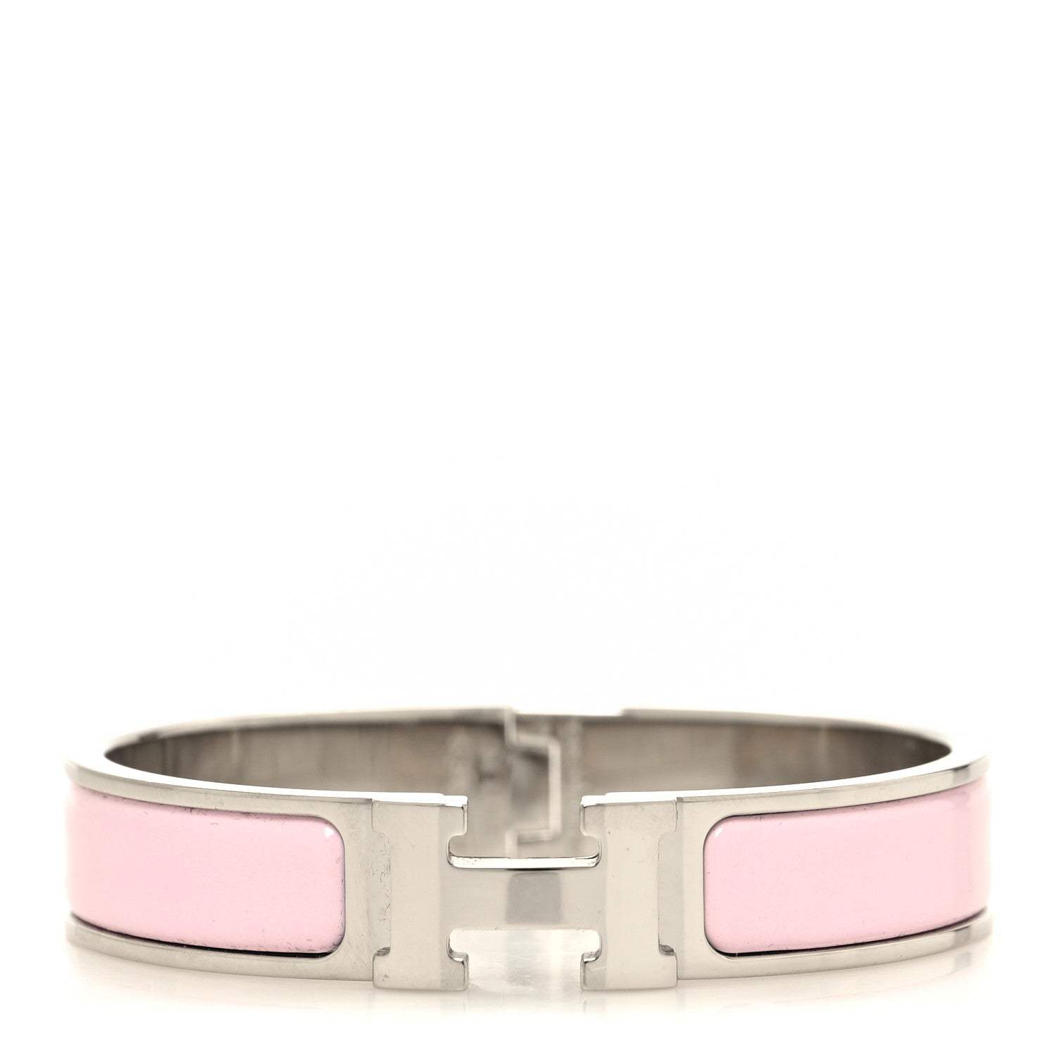 Hermes Enamel Narrow Clic Clac H Bracelet PM Rose Dragee 1 of 5