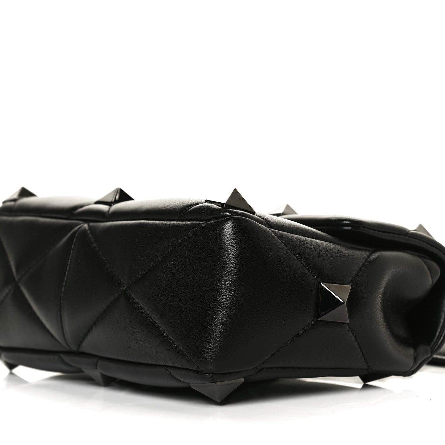 Nappa Monochrome Medium Roman Stud Shoulder Bag Black