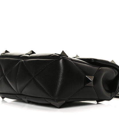 Valentino Garavani Nappa Monochrome Medium Roman Stud Shoulder Bag Black 9 of 10