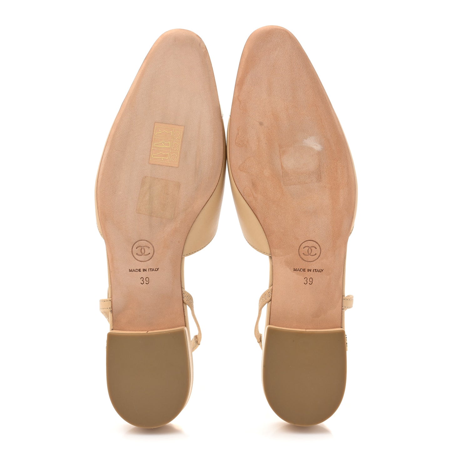 Lambskin Patent Cap Toe CC Slingback Sandals 39 Beige White