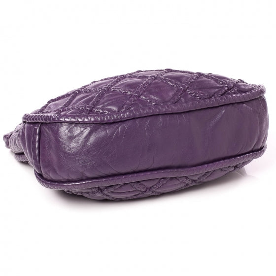 Quilted Lambskin Hidden Chain Hobo Purple