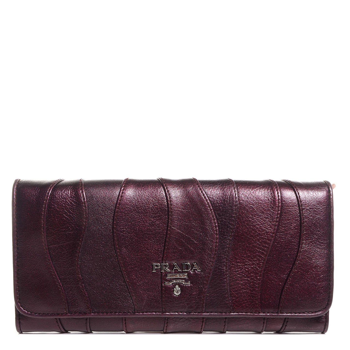 Nappa Mordore Stripes Continental Wallet Lampone