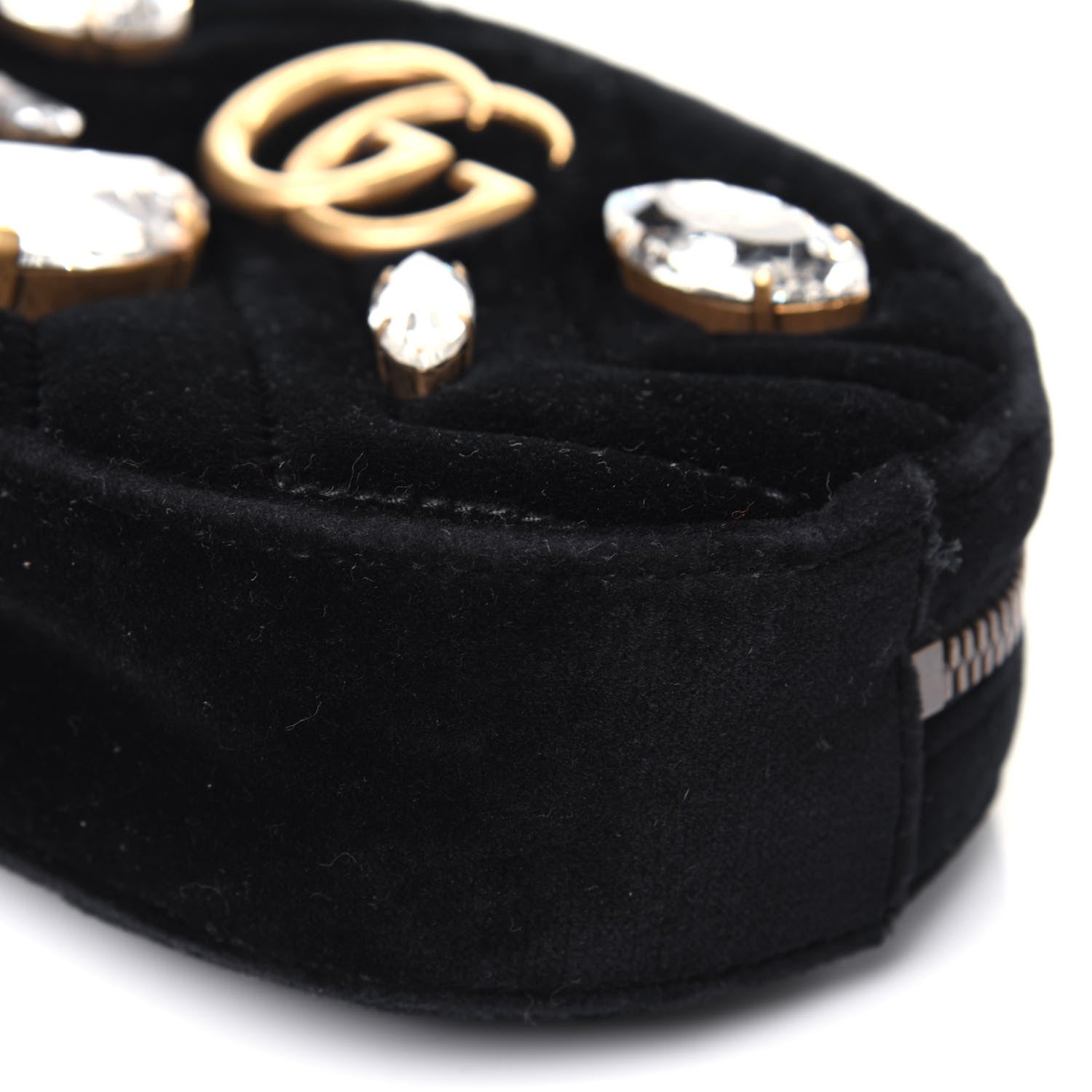 Gucci Velvet Matelasse Marquise Crystals GG Marmont Belt Bag 75 30 Black 14 of 20