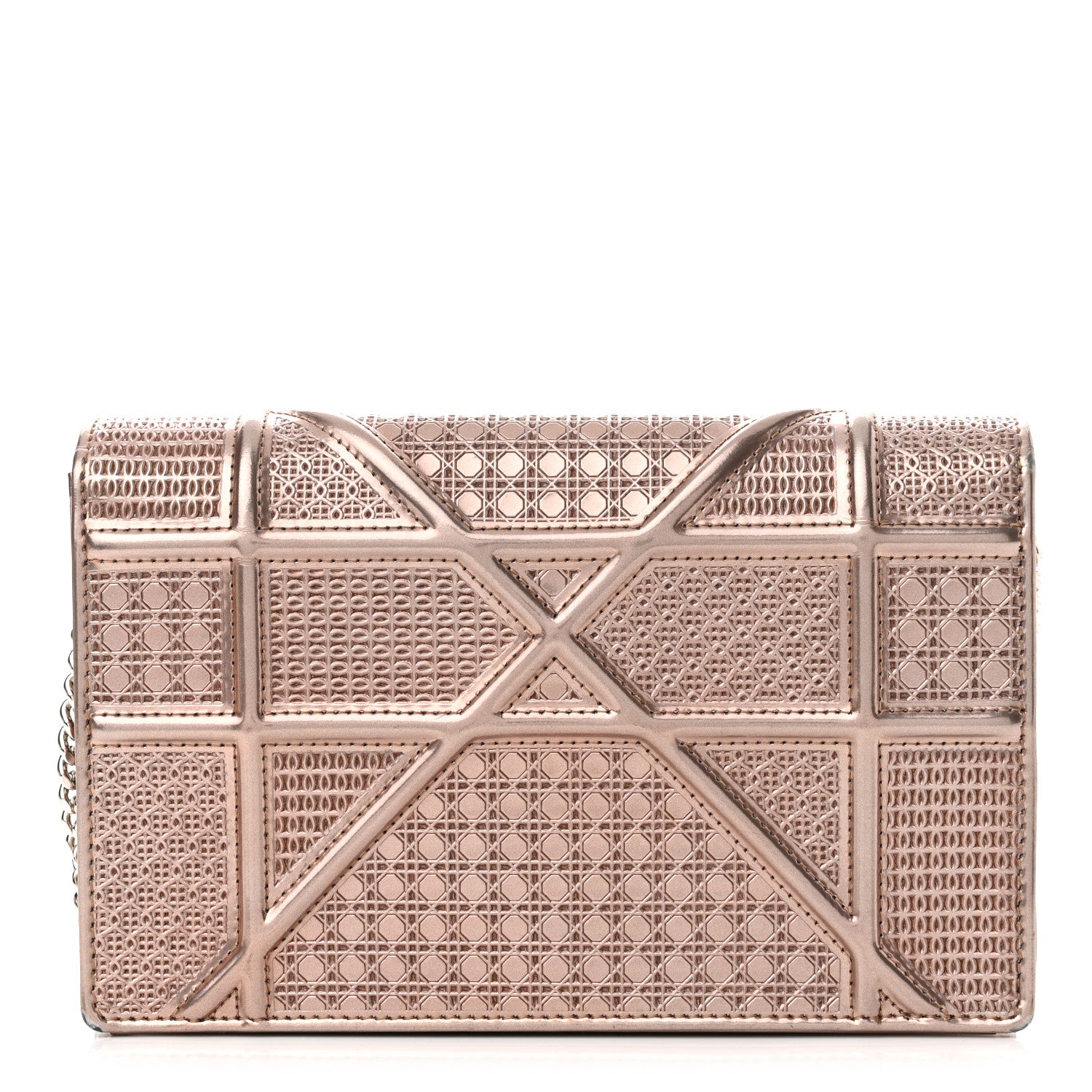 Christian Dior Metallic Patent Micro-Cannage Diorama Wallet on Chain Pouch Hyper Pink 9 of 9