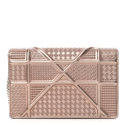 Christian Dior Metallic Patent Micro-Cannage Diorama Wallet on Chain Pouch Hyper Pink 9 of 9