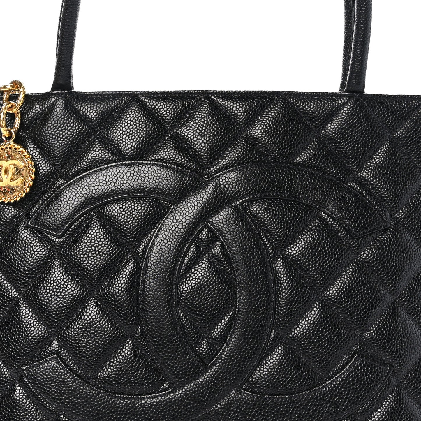 Caviar Quilted Medallion Tote Black