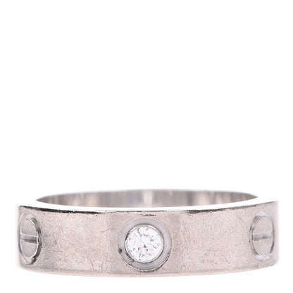 Cartier 18K White Gold 3 Diamond 5.5mm LOVE Ring 57 8 1 of 10