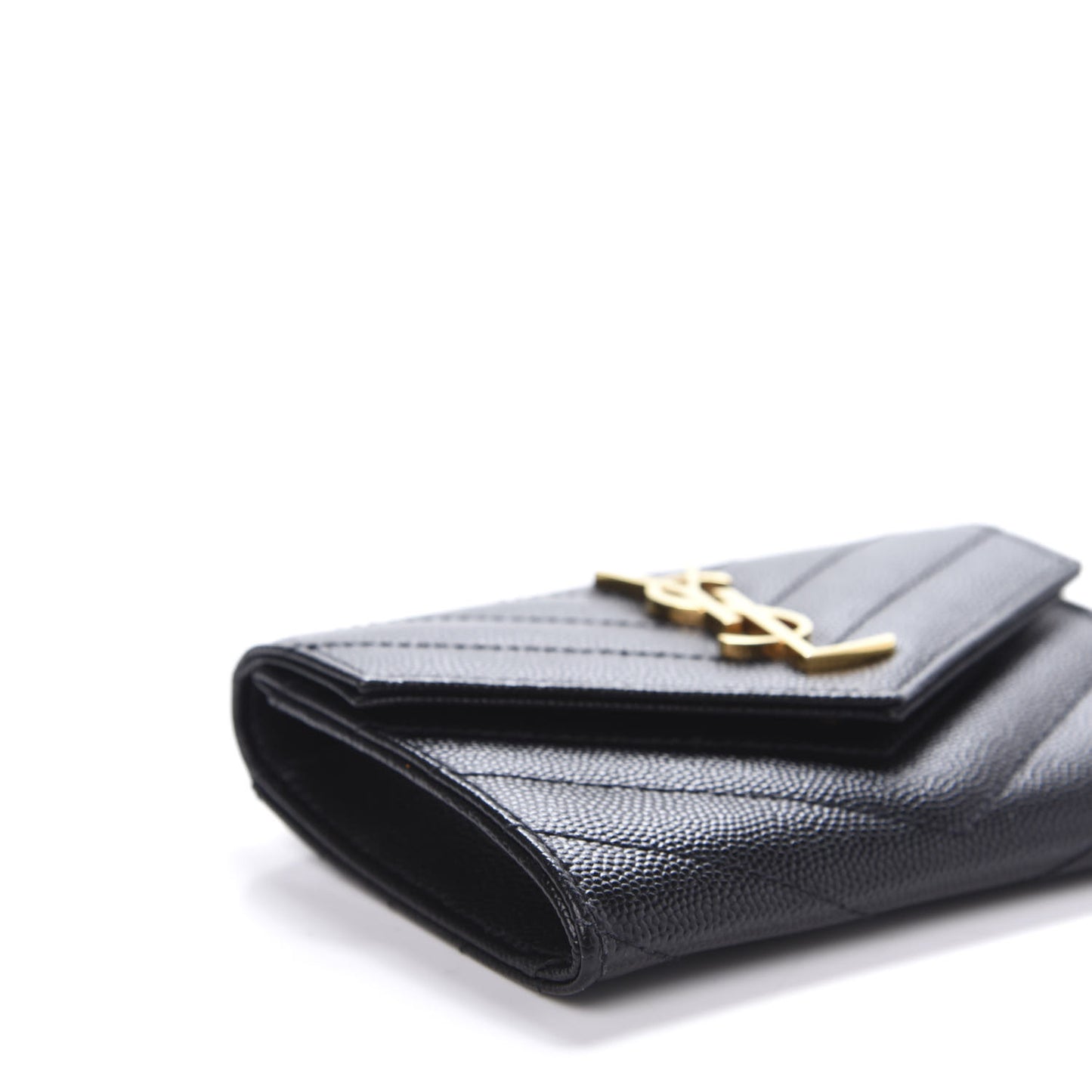 Grain De Poudre Matelasse Chevron Small Monogram Envelope Wallet Black