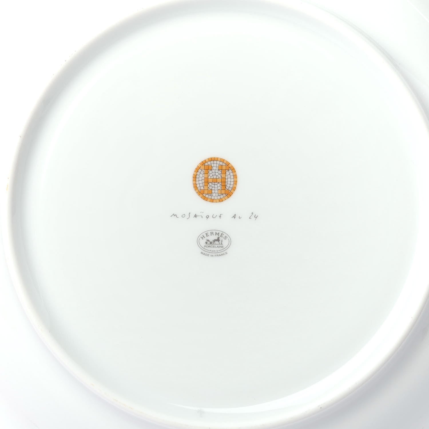 Hermes Porcelain Mosaique Au 24 Round Deep Platter Gold 3 of 4