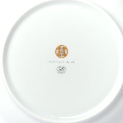 Hermes Porcelain Mosaique Au 24 Round Deep Platter Gold 3 of 4
