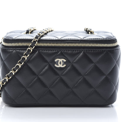 Chanel Lambskin Quilted Small Vanity Case With Chain Black 8 of 11