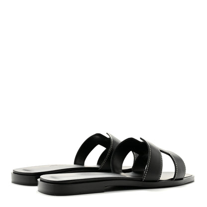 Hermes Box Calfskin Oran Sandals 36 Black 5 of 10