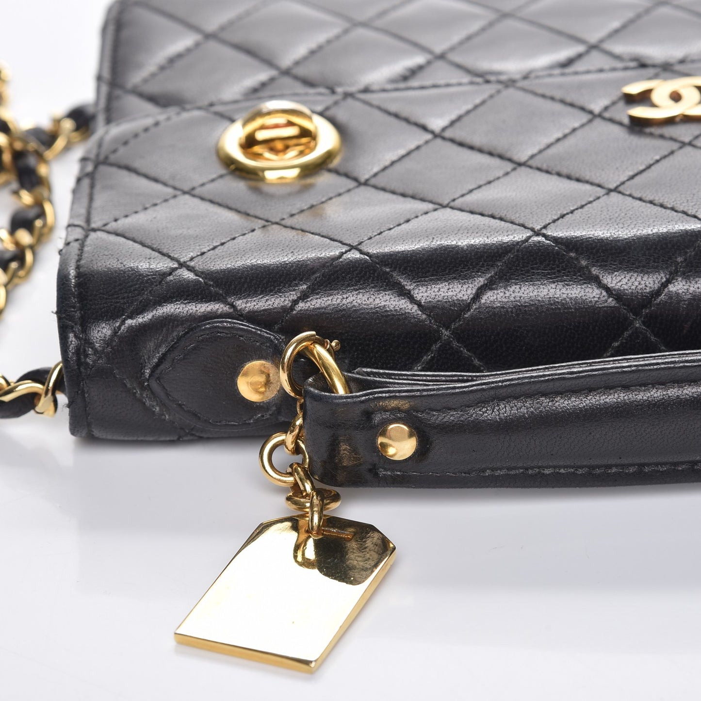 Lambskin Quilted Runway Flap Bag Black