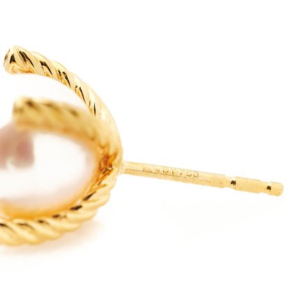 David Yurman 18K Yellow Gold Diamond 14mm Pearl Earrings 3 of 4