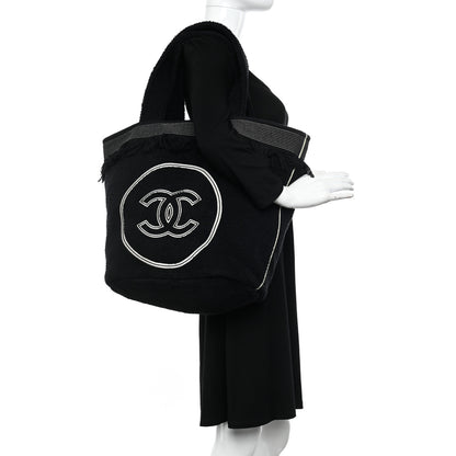 Chanel Terry Cotton CC Beach Tote Towel Set Black 2 of 13