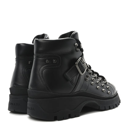 Prada Vitello Rodeo Studded Ankle Boots 37 Black 5 of 9