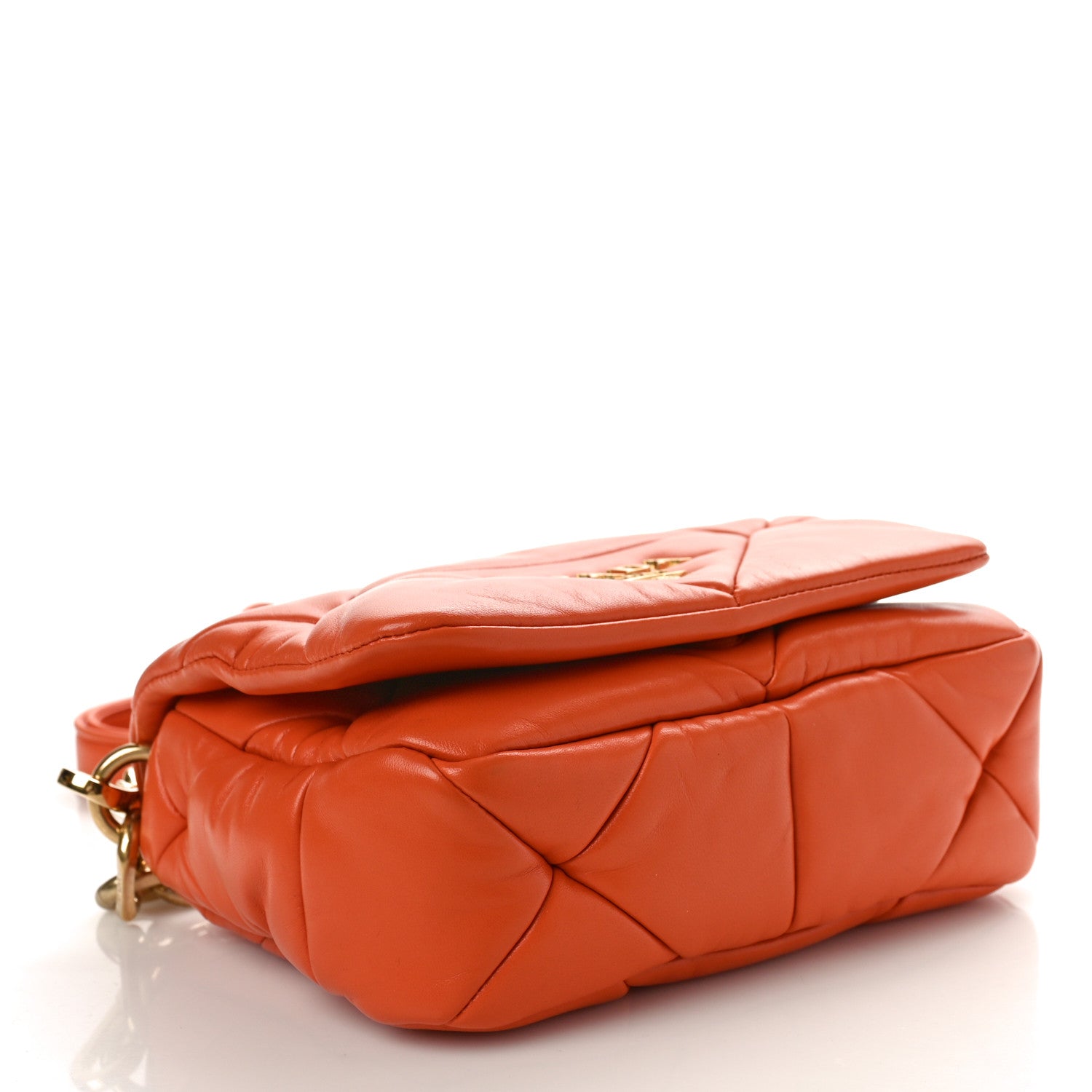 Prada Nappa Metal Quilted Small Patchwork System Flap Bag Arancio 4 of 9