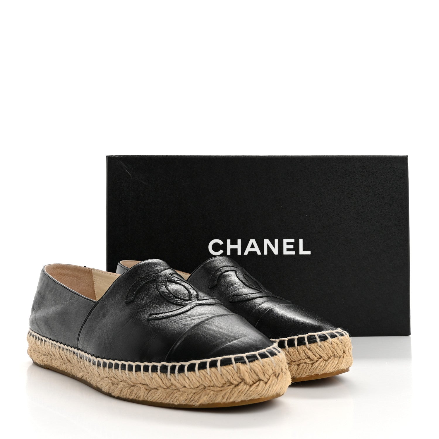 Chanel Lambskin CC Espadrilles 38 Black 11 of 11