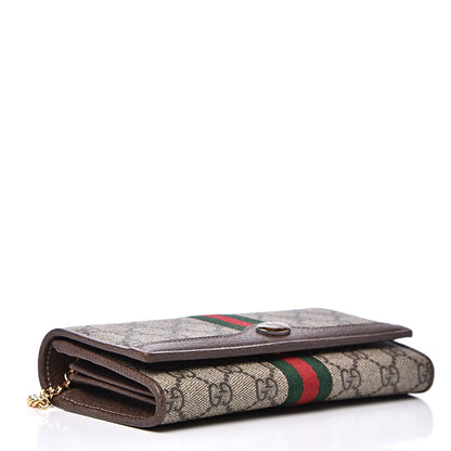 Gucci GG Supreme Monogram Web Ophidia Wallet On Chain Brown 3 of 11