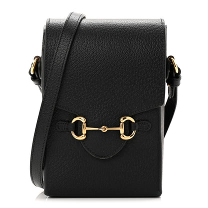 Gucci Dollar Calfskin Vertical Horsebit 1955 Crossbody Bag Black 1 of 10