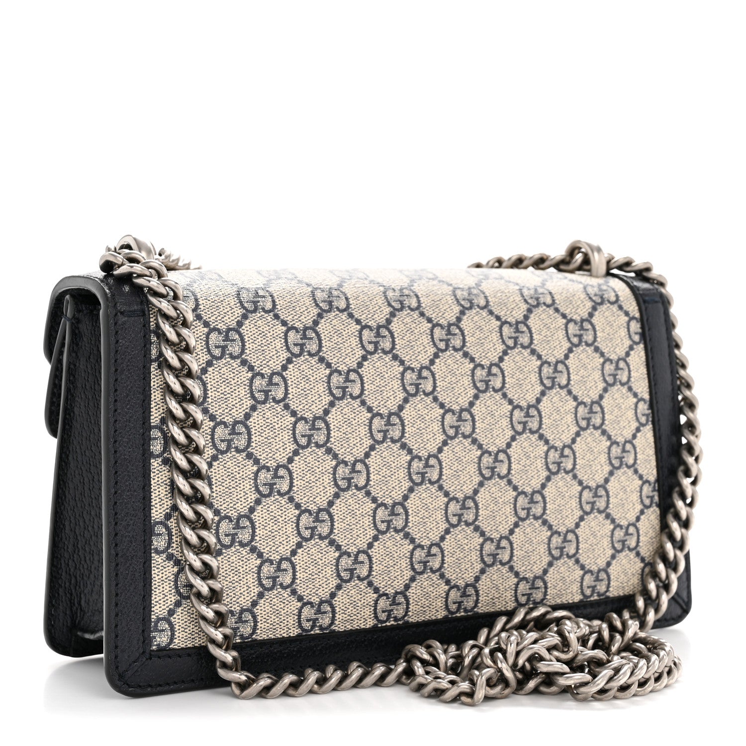 Gucci GG Supreme Monogram Textured Dollar Calfskin Small Rectangular Dionysus Shoulder Bag Beige Blue 3 of 13
