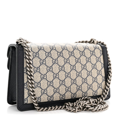 Gucci GG Supreme Monogram Textured Dollar Calfskin Small Rectangular Dionysus Shoulder Bag Beige Blue 3 of 13