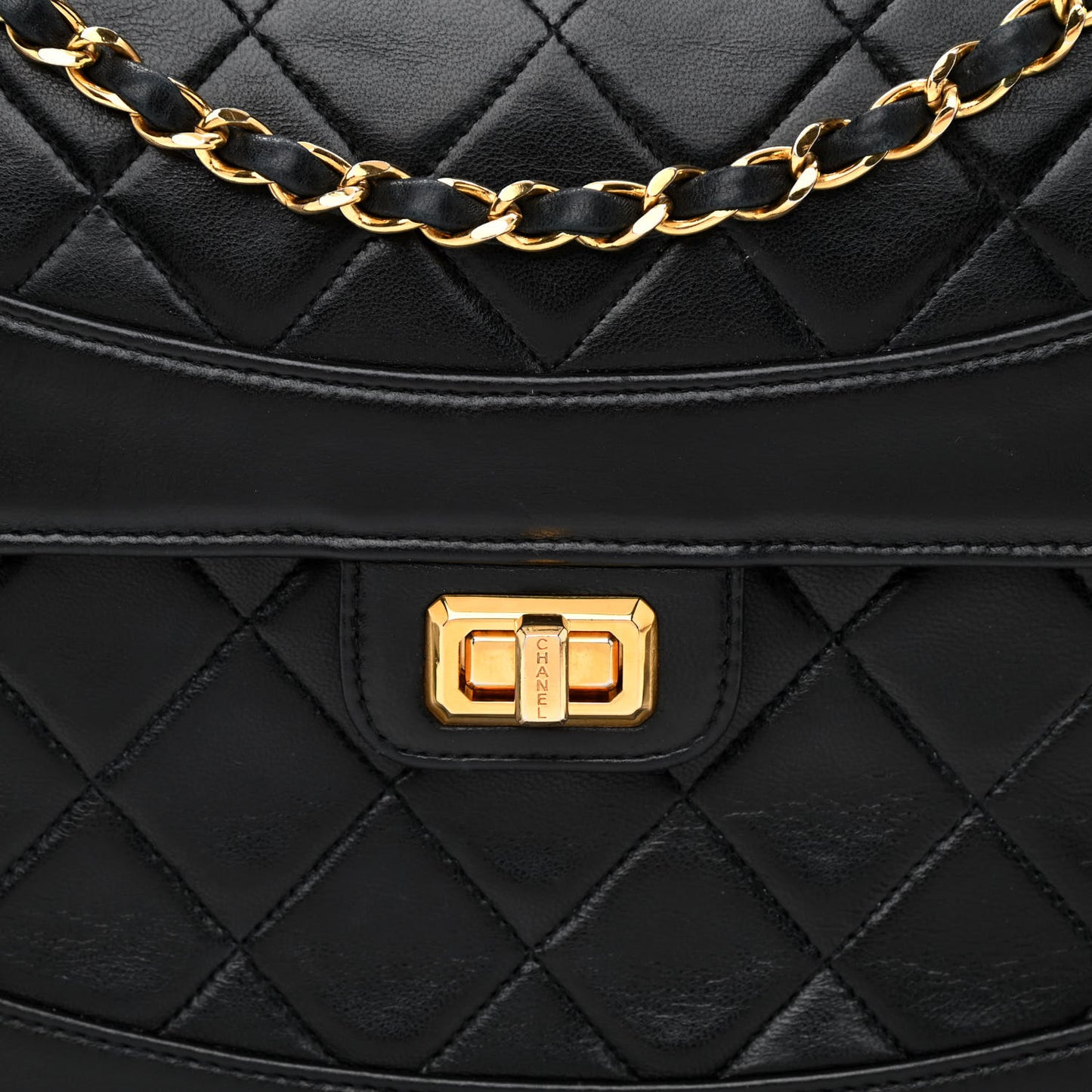 Lambskin Quilted Medium Mademoiselle Single Flap Black