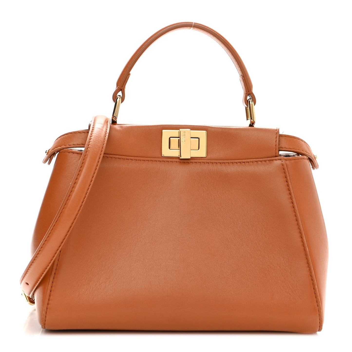 Nappa Vitello Century Gingham Embossed Mini Peekaboo Iconic Satchel Brandy White Black
