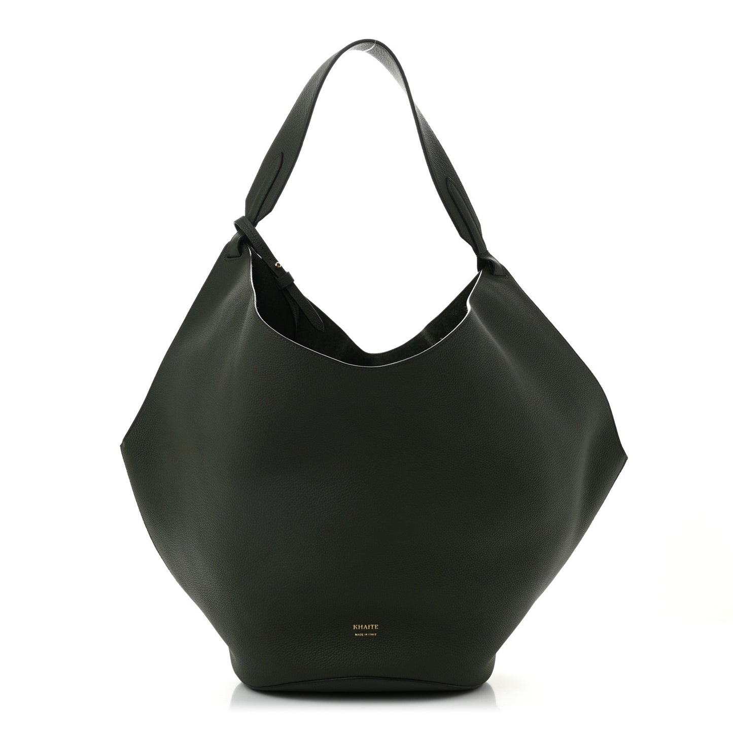 Pebbled Sport Calfskin Medium Lotus Tote Bottle Green