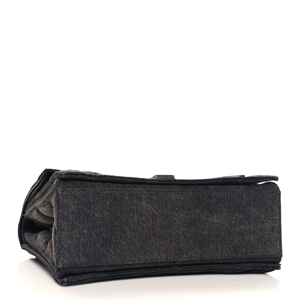Washed Denim Quilted Medium Crush Chain Bag Black