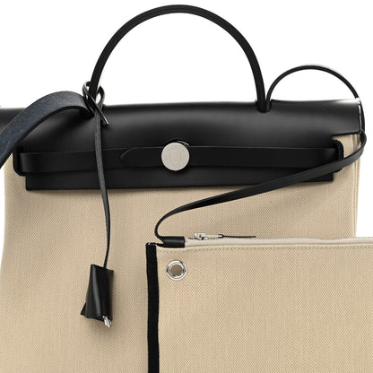 Hermes Military Toile Vache Hunter Herbag Zip Retourne 31 PM Beton Black 8 of 11