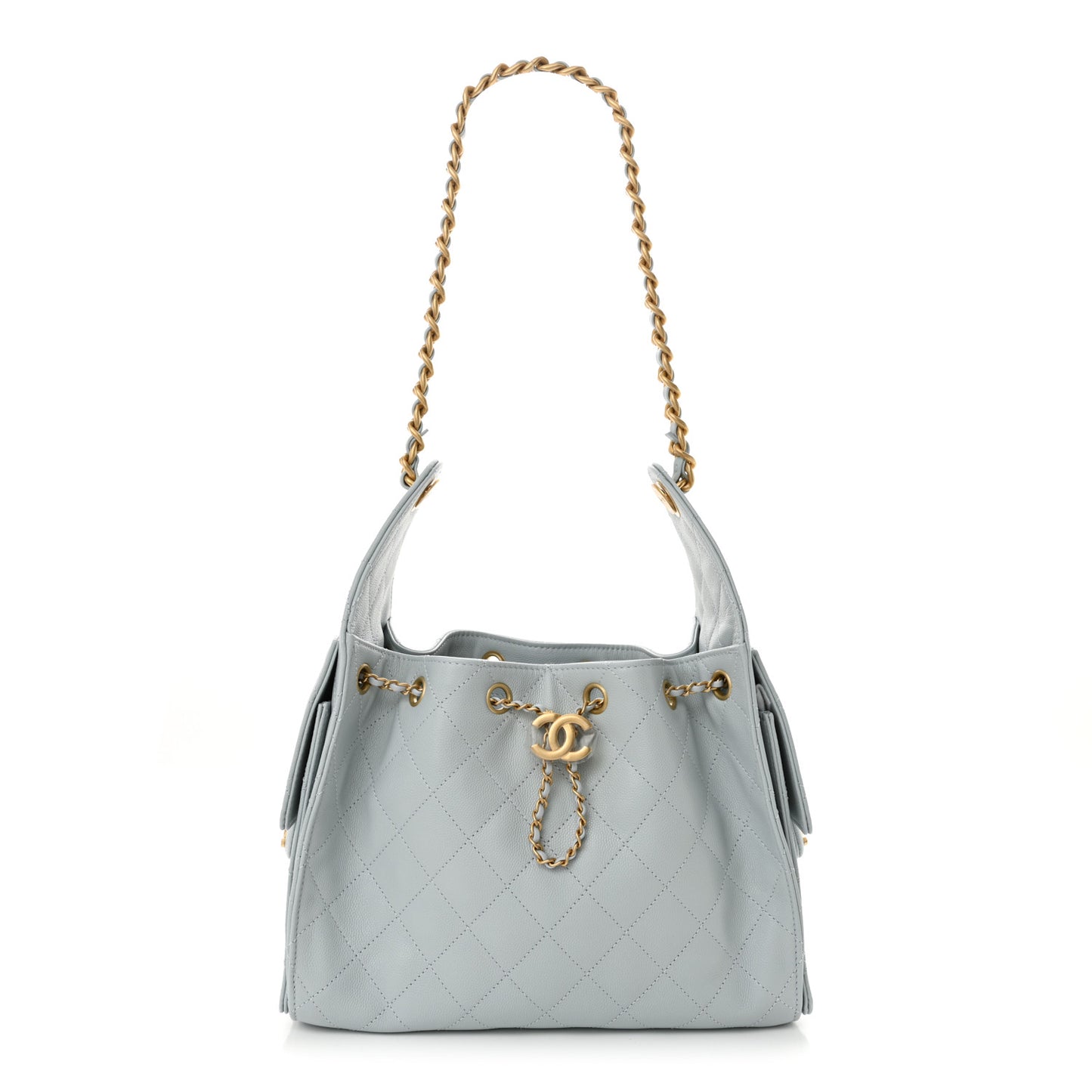 Caviar Quilted Small Chanel 25 Handbag Light Blue
