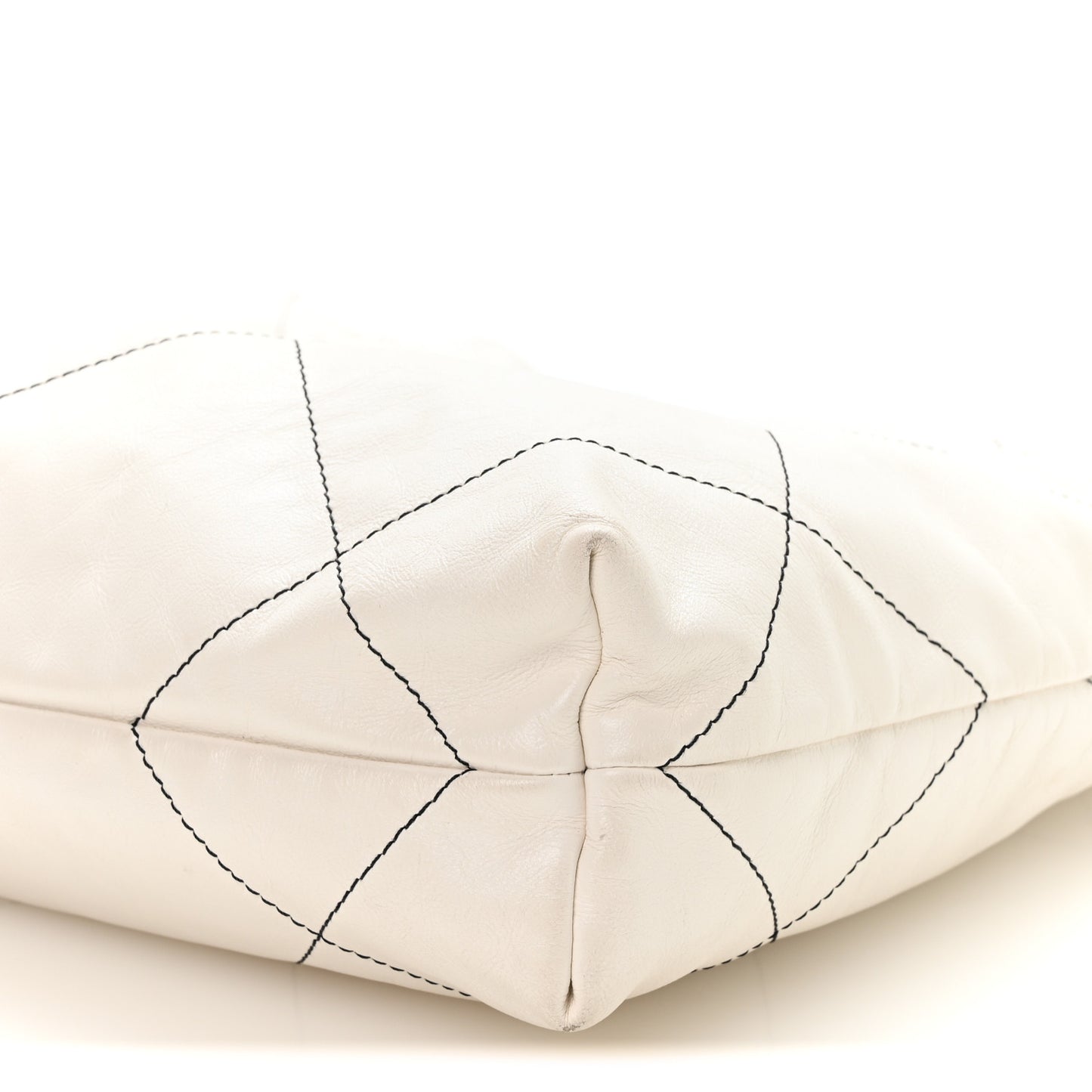Shiny Calfskin Quilted Small Chanel 22 White Black