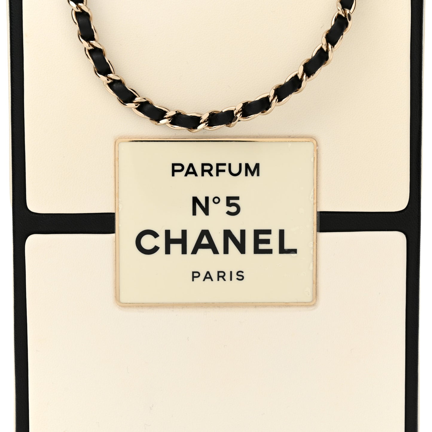 Lambskin No. 5 Perfume Box Evening Clutch White Black