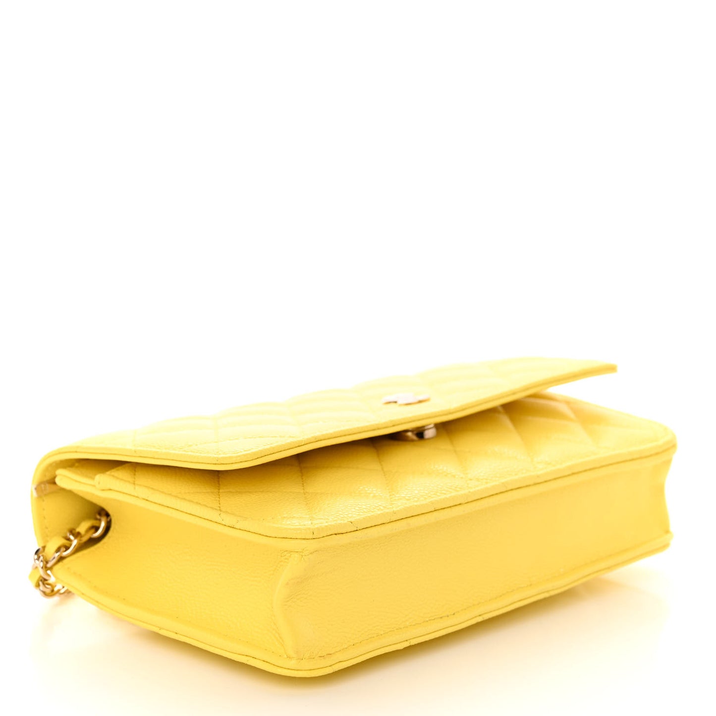Caviar Quilted Wallet on Chain WOC Yellow
