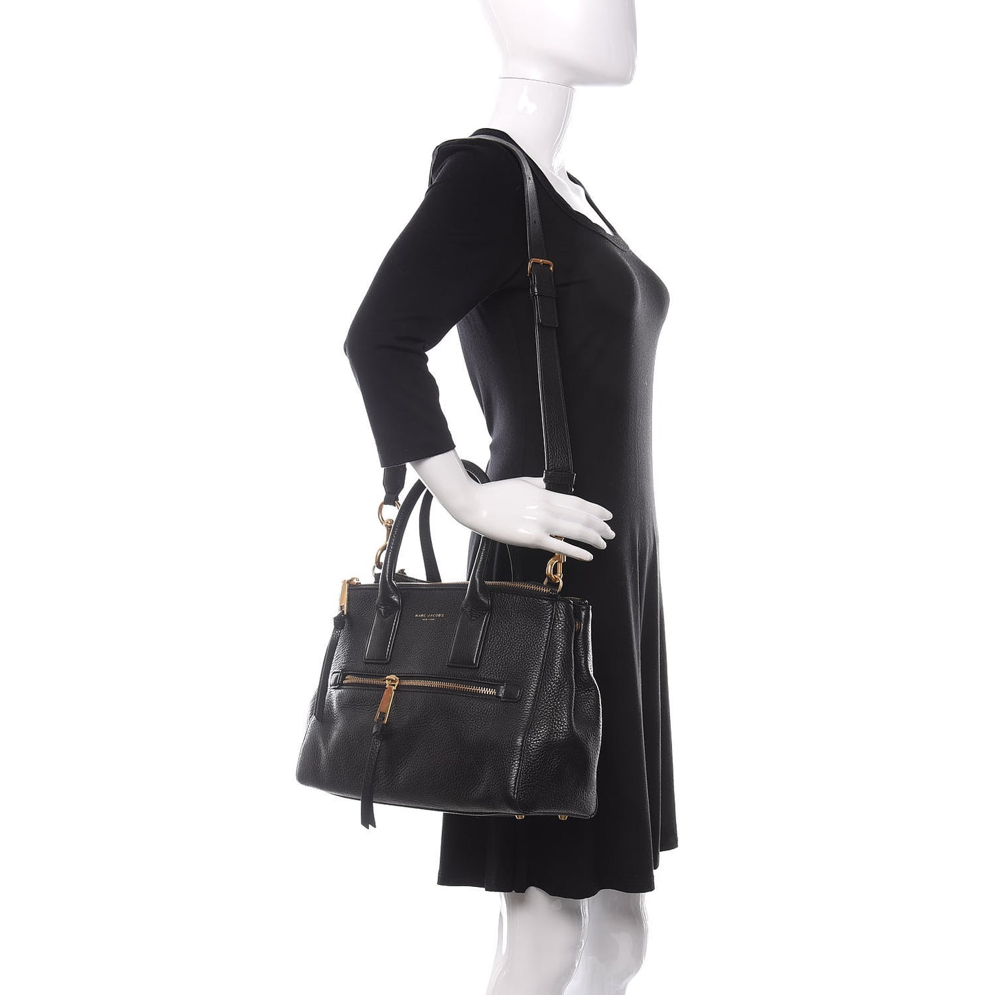 Textured Calfskin Medium Incognito Satchel Black