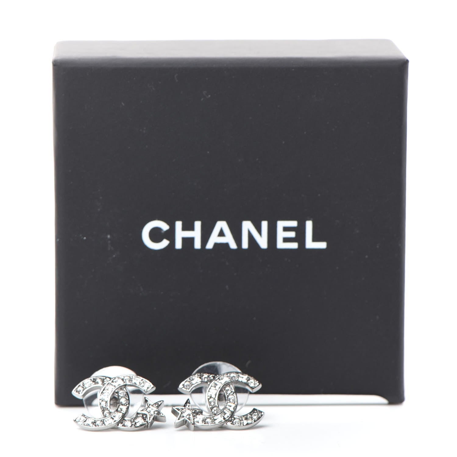 Chanel Crystal CC Starfall Earrings Silver 5 of 5