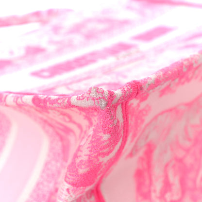 Christian Dior Transparent Canvas Embroidered Small Toile De Jouy Reverse Book Tote Fluorescent Pink 9 of 12