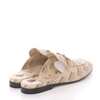 Gucci Calfskin Stamp Print Womens Princetown Slippers 35.5 Soy Black 4 of 9