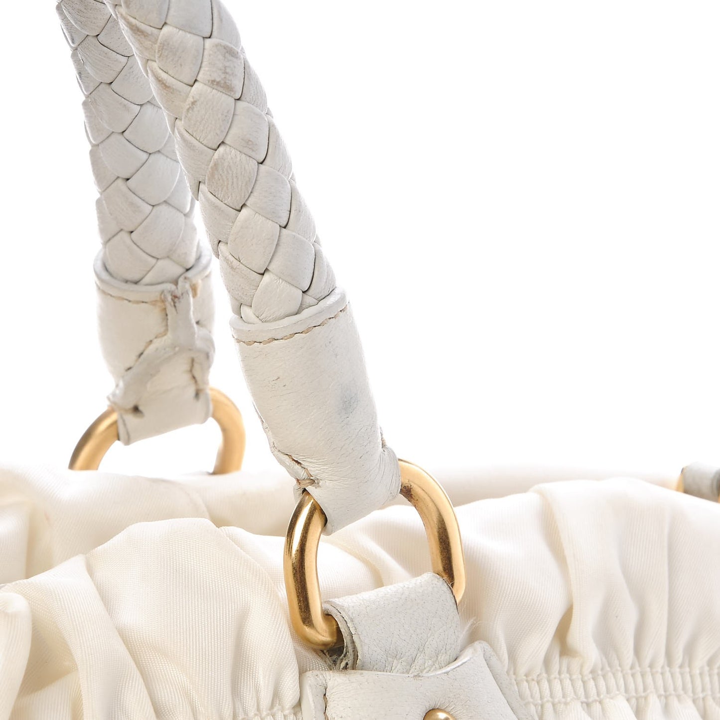 Tessuto Nylon Gaufre Shopping Satchel White
